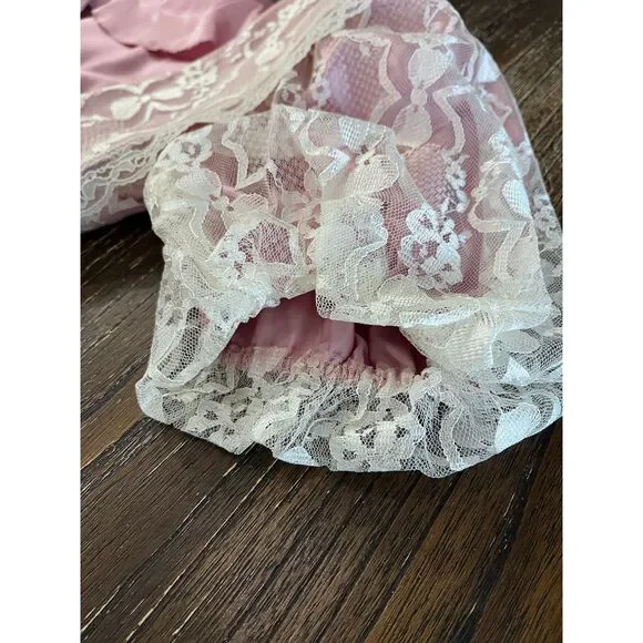 Vintage Gunne Sax Pink Lace & Satin Prairie Dress | Puff Sleeves - Picture 12 of 13